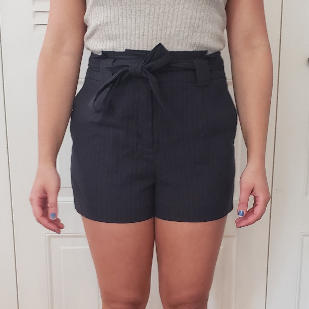 Express Navy Highrise Pin Stripe Shorts - Picture 2 of 8